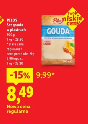 Ser gouda plastry Pilos promocja w Lidl