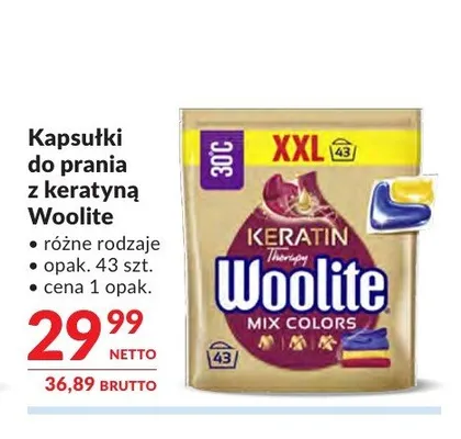 Kapsułki do prania z keratyną Woolite Mix Colors promocja w Makro