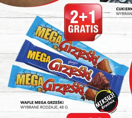 Wafle Mega Grześki w mlecznej czekoladzie promocja w Top Market