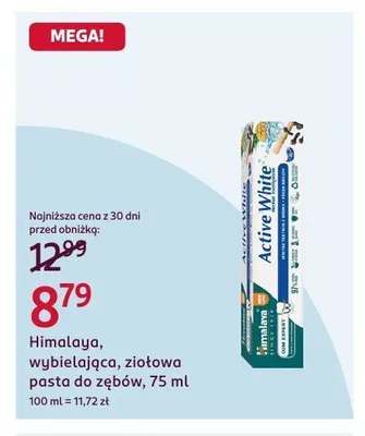 Pasta do zębów Himalaya Active White wybielająca ziołowa promocja w Rossmann