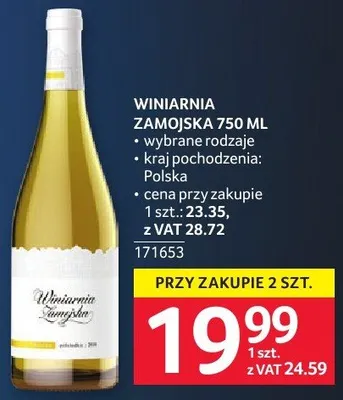 Winiarnia Zamojska 750ml z wybrane rodzaje kraj pochodzenia: Polska cena przy zakupie 1 szt.: 23.35, z VAT 28.72 promocja w Selgros