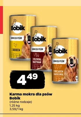 Karma mokra dla psów z drobiem Bobik promocja w Netto