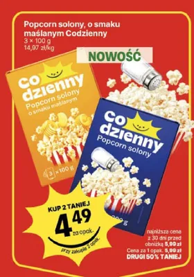 Popcorn solony Codzienny 3-pak promocja w Delikatesy Centrum