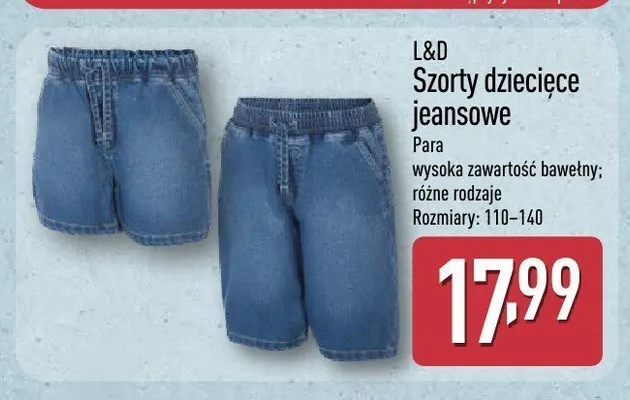 Szorty dziecięce jeansowe L&D promocja w Aldi