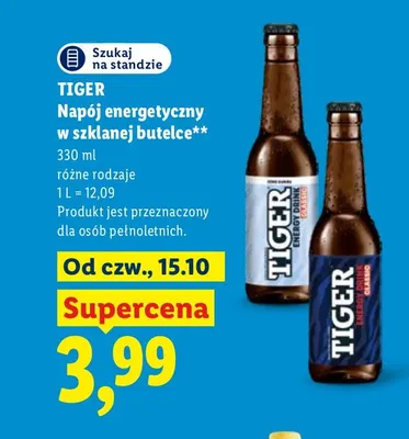 Napój energetyczny w szklanej butelce Tiger promocja w Lidl