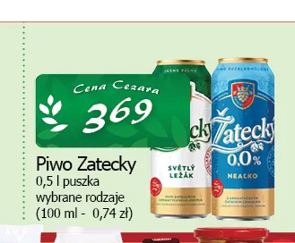 Piwo bezalkoholowe Zatecky Nealko promocja w CEZAR Delikatesy