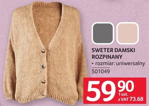 Sweter damski rozpinany promocja w Selgros