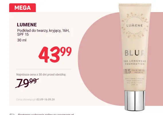 Podkład do twarzy kryjący 16H SPF 15 Lumene promocja w Rossmann