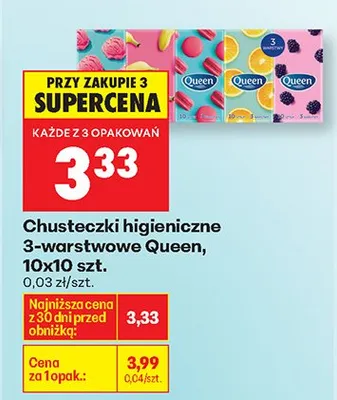 Chusteczki higieniczne 3-warstwowe  promocja w Biedronka