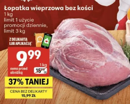 Łopatka wieprzowa bez kości promocja w Delikatesy Centrum