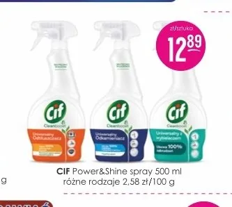 Spray do czyszczenia Cif Power & Shine promocja w Drogerie Jasmin