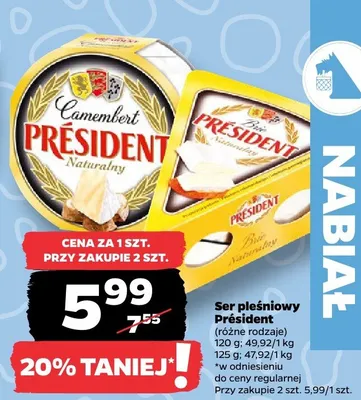 Ser pleśniowy Camembert Président Naturalny promocja w Netto