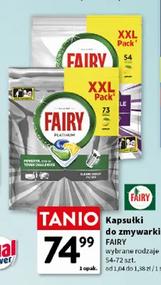 Kapsułki do zmywarek Fairy Platinum promocja w Intermarche
