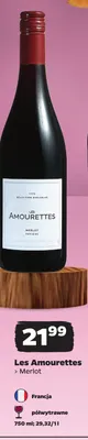 Wino czerwone półwytrawne Les Amourettes Merlot promocja w Netto