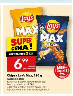 Chipsy Lay's Max Extreme Cheese & Onion promocja w Twój Market