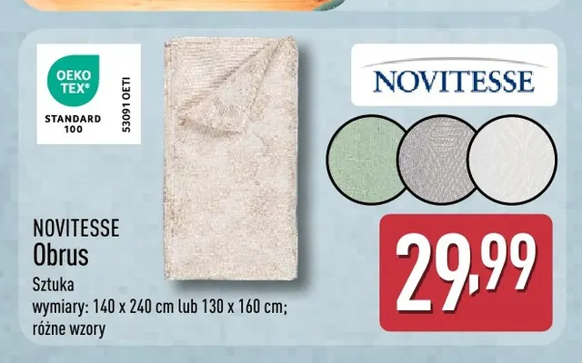 Obrus 130x160 cm Novitesse promocja w Aldi
