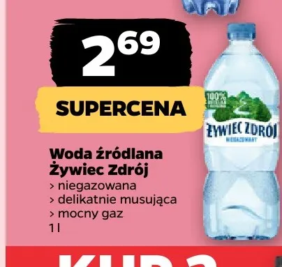 Woda źródlana gazowana Żywiec Zdrój delikatnie musująca promocja w Netto