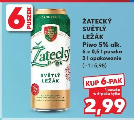 Piwo Žatecký Světlý Ležák 5% promocja w Kaufland