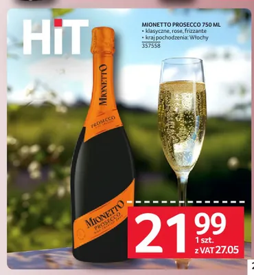 Wino musujące Mionetto Prosecco promocja w Selgros
