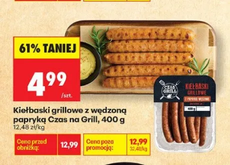 Kiełbaski grillowe z wędzoną papryką Czas na Grill promocja w Biedronka