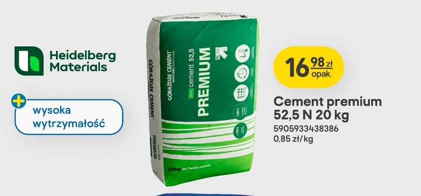 Cement premium 52,5 N Heidelberg Materials promocja w Castorama