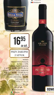 Wino Grande Conte Primitivo Puglia promocja w Dino