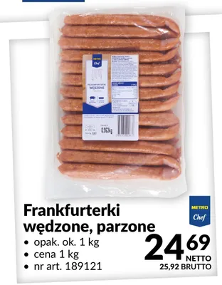 Frankfurterki wędzone, parzone Metro Chef promocja w Makro