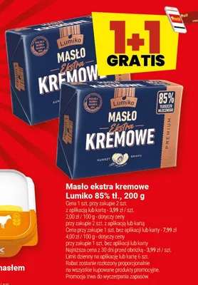 Masło ekstra kremowe Lumiko 85% tł. promocja w Twój Market