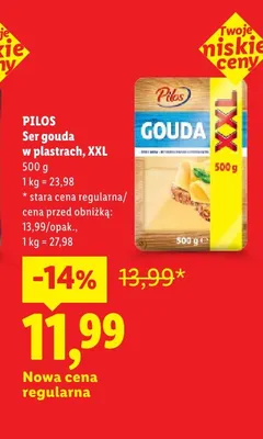 Ser gouda w plastrach Pilos XXL promocja w Lidl