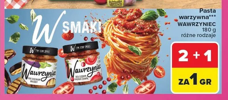 Pasta warzywna Wawrzyniec z suszonymi pomidorami i żurawiną promocja w Carrefour