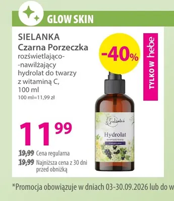 Czarna Porzeczka rozświetlająco-nawilżający hydrolat do twarzy z witaminą C Sielanka promocja w Hebe