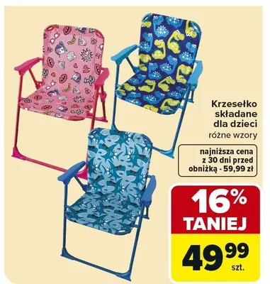 Krzesełko składane dla dzieci różne wzory promocja w Carrefour