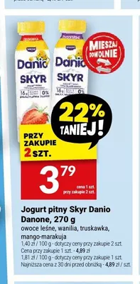 Jogurt pitny Skyr Danio Danone owoce leśne promocja w Twój Market
