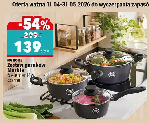 Zestaw garnków Marble MG Home 6 elementów czarne promocja w Biedronka