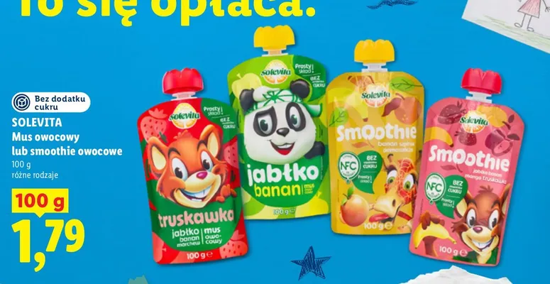 Mus owocowy Solevita jabłko banan promocja w Lidl