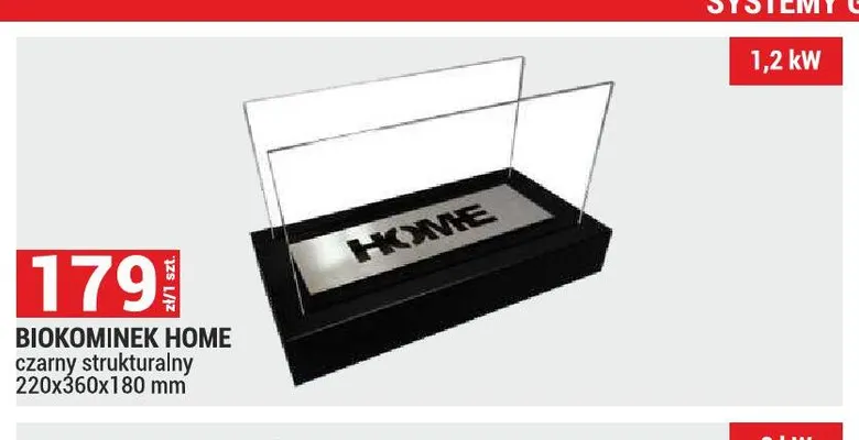 Biokominek Home czarny strukturalny promocja w Merkury Market