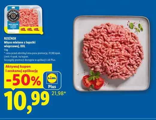 Mięso mielone z łopatki wieprzowej XXL Rzeźnik promocja w Lidl