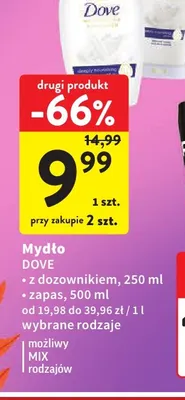 Mydło z dozownikiem Dove promocja w Intermarche
