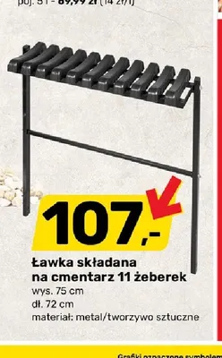 Ławka składana na cmentarz 11 żeberek promocja w Bricomarche