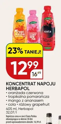 Koncentrat napoju Herbapol mango z ananasem promocja w Chata Polska