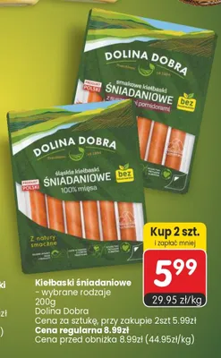 Śląskie kiełbaski śniadaniowe 100% mięsa Dolina Dobra promocja w Market Point