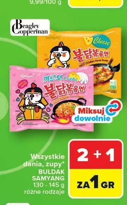 Dania, zupy Buldak Samyang promocja w Carrefour Market