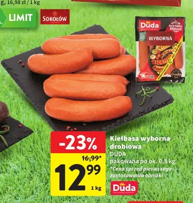 Kiełbasa wyborna drobiowa Duda promocja w Intermarche
