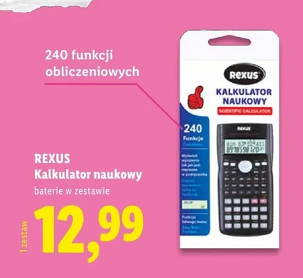 Kalkulator naukowy Rexus promocja w Lidl