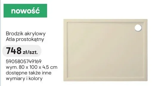 Brodzik akrylowy Schedpol Atla prostokątny promocja w Castorama