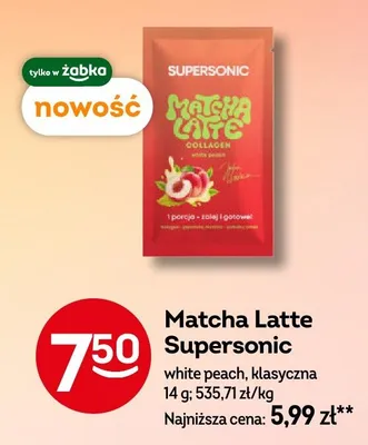 Matcha Latte Supersonic white peach promocja w Żabka