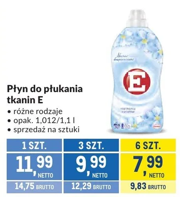 Płyn do płukania tkanin E Ocean fresh promocja w Makro