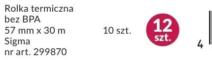 Rolka termiczna bez BPA 57 mm x 30 m Sigma promocja w Makro