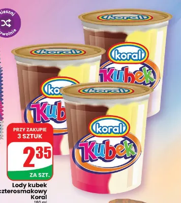 Lody kubek czterosmakowy promocja w Dino