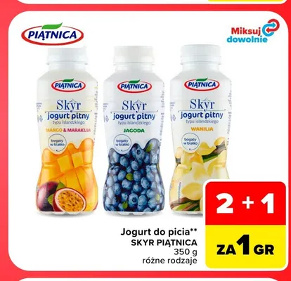 Jogurt pitny Skyr wanilia Piątnica promocja w Carrefour